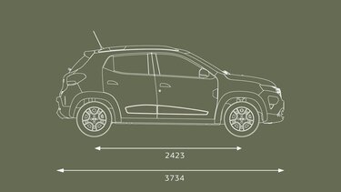 Boční rozměry nového vozu Dacia Spring