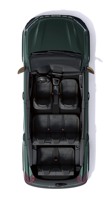 De nieuwe Dacia Jogger - voorkant, zitplaatsen achterin, kofferbak