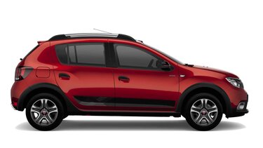 Dacia Sandero Stepway série limitée Techroad - Vue de profil de la voiture - Couleur Rouge Fusion