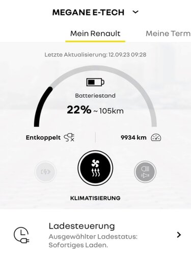 My Renault – Anzeige des Batteriestands 