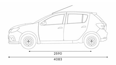 Renault SANDERO - dimensões da lateral