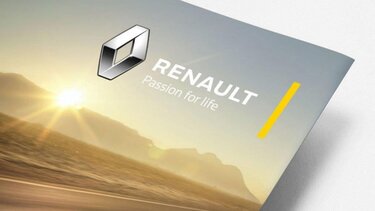 Logo und Claim vom Renault auf einer Broschüre