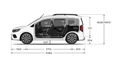 Dimensions profil de Kangoo E-Tech 100% electric - combispace familial | Renault