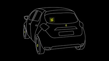 QR-code op de voor- en achterruit - QRescue - Renault