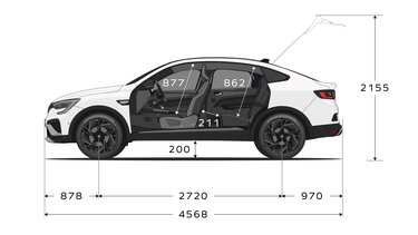 rozměry – modulární design – Renault Arkana E-Tech full hybrid