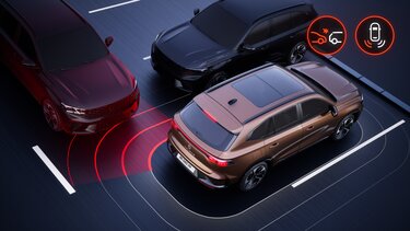 Renault Koleos - frenado autónomo de emergencia trasero con detección de peatones y ciclistas