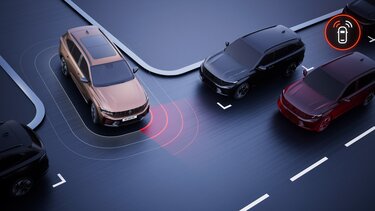 Renault Koleos - alerta de tráfico cruzado frontal