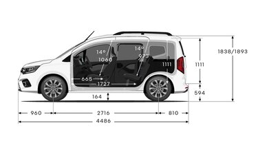 Novo Renault Kangoo Van E-Tech 100% elétrico - dimensões da lateral