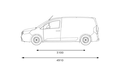 Novo Renault Kangoo Van E-Tech 100% electric - dimensões da lateral