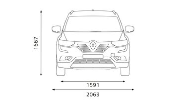 Přední rozměry vozu Renault Koleos