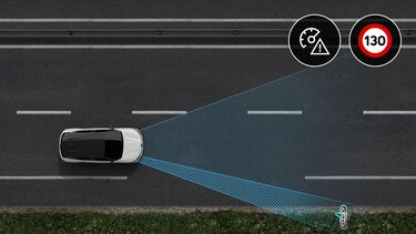 Megane E-Tech 100% electric – prepoznava prometnih znakov z opozorilnikom prekoračitve hitrosti