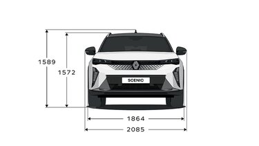 Dimensions face avant - Renault Scenic E-Tech 100% électrique