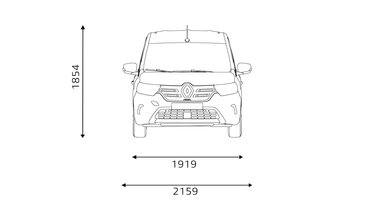 Nowe Renault Kangoo Van E-Tech electric w 100% elektryczne - wymiary z przodu